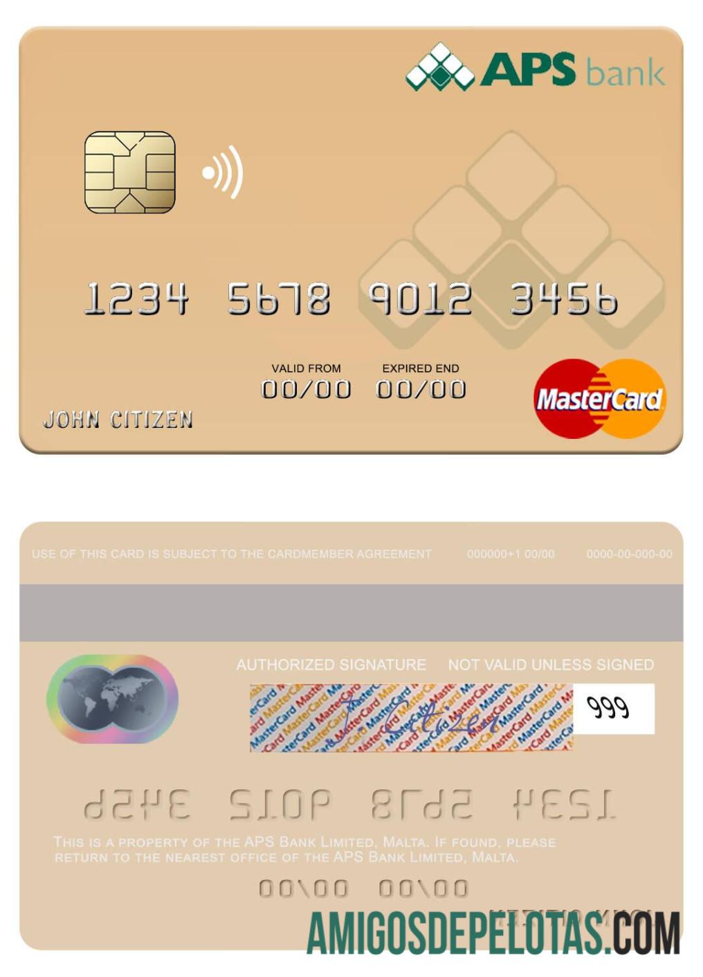 Malta APS Bank Limited Mastercard template